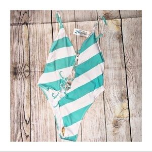 NWT Mermaid Swimwear Striped One Piece Size M